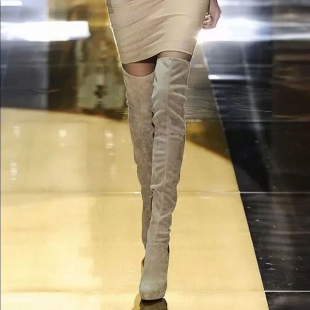 Gucci Taupe Suede Over-the-Knee Boots